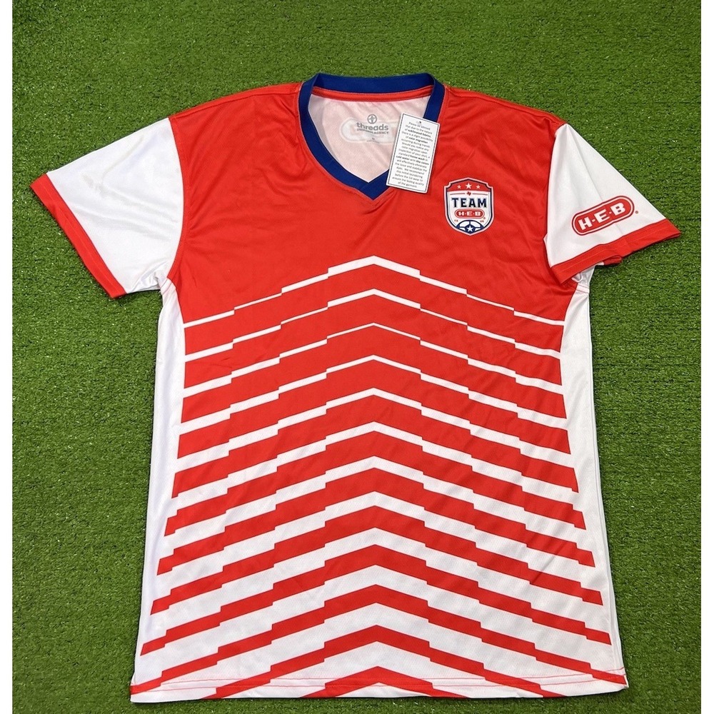 Team HEB World Cup Soccer Jersey SZ Med. Heb Employee‎ Uniform USA 250th Promo.